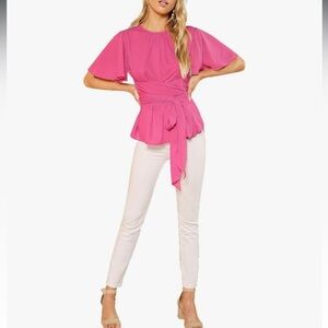 Blouse with waist tie